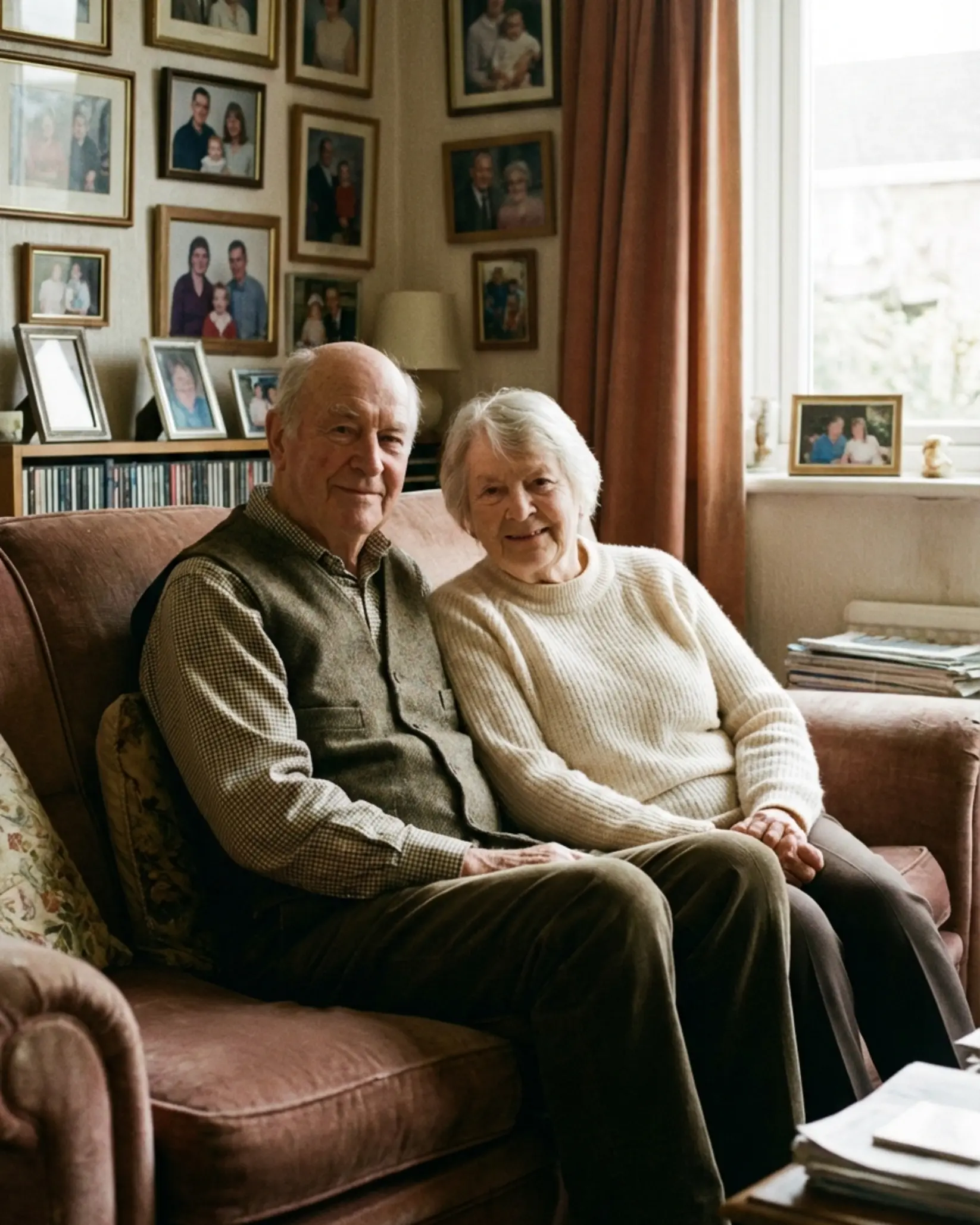 Elderly couple at home using MedWatch